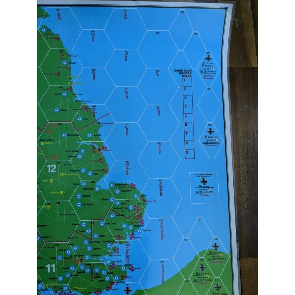 Laminated TSR 1983 Battle Over Britain Map And British Airfield Display